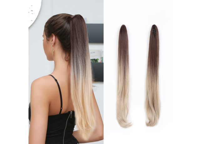 Coada de Par cu Cleste Ombre Saten Natural/ Blond Alb